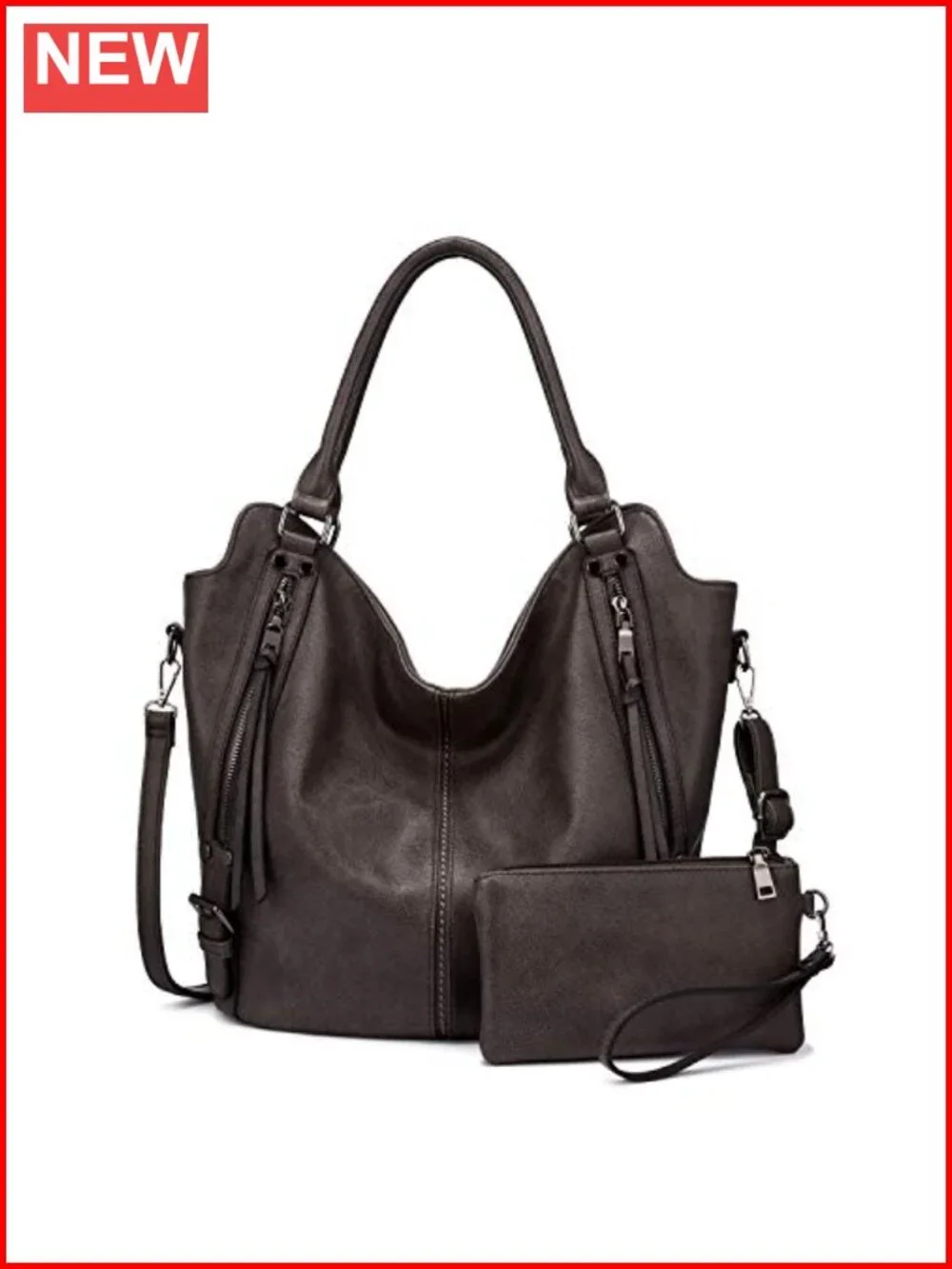 PU Leather Hobo Bag Large Tote Crossbody Shoulder Purse